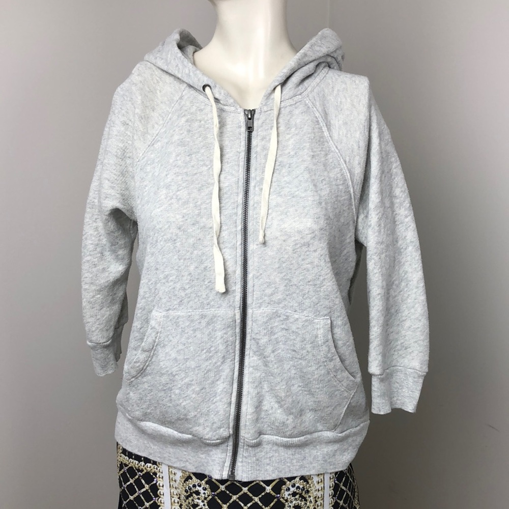 Aritzia Community Light Gray Zip Up Hooded Sweatshirt Size S